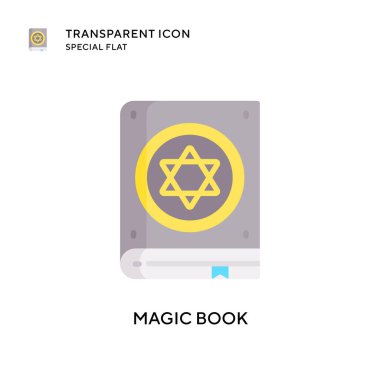 Sihirli kitap vektör ikonu. Düz çizim. EPS 10 vektörü.