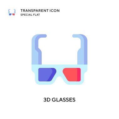 3D gözlük vektör simgesi. Düz çizim. EPS 10 vektörü.