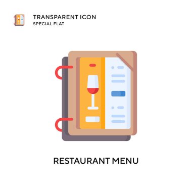 Restoran menüsü vektör simgesi. Düz çizim. EPS 10 vektörü.