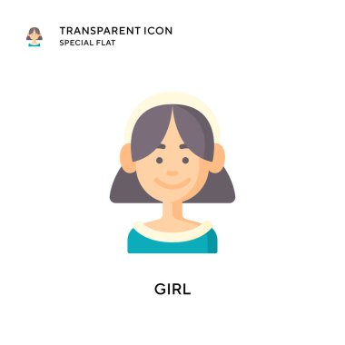 Kız vektör simgesi. Düz çizim. EPS 10 vektörü.