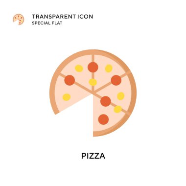 Pizza vektör simgesi. Düz çizim. EPS 10 vektörü.