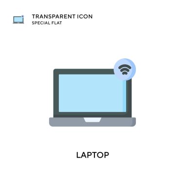 Laptop vektör simgesi. Düz çizim. EPS 10 vektörü.