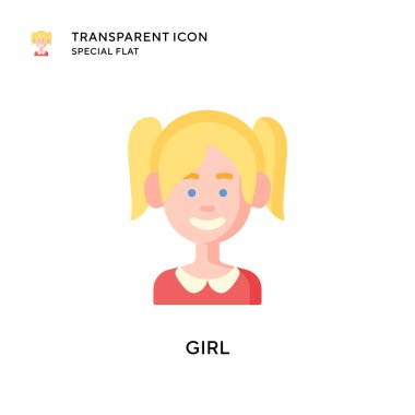 Kız vektör simgesi. Düz çizim. EPS 10 vektörü.