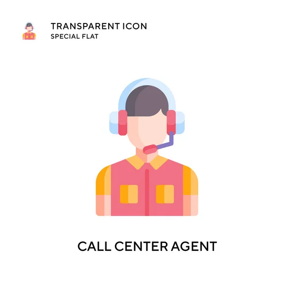 Ícone Vetor Agente Call Center Ilustração Estilo Plano Vetor Eps — Vetor de Stock