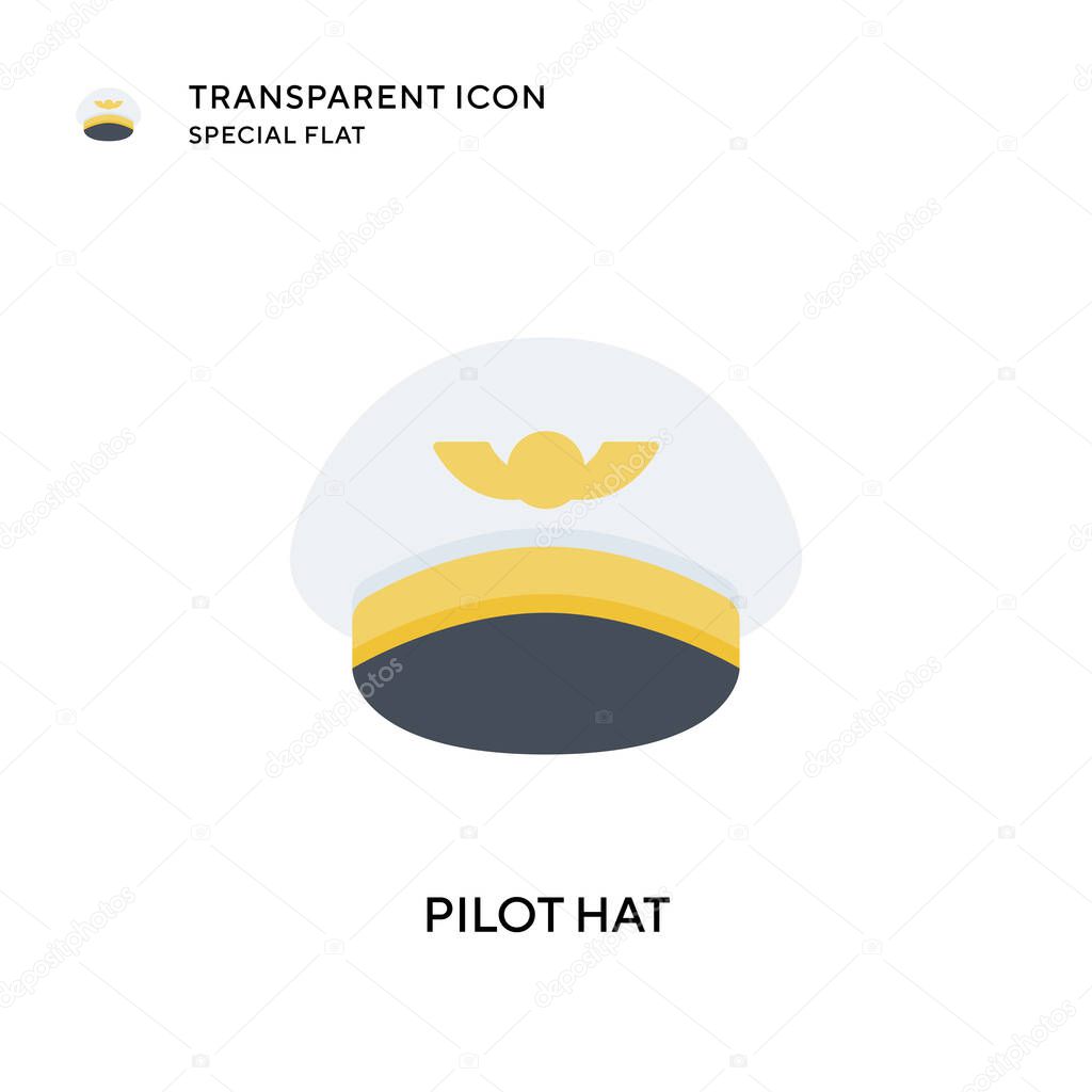 Pilot hat vector icon. Flat style illustration. EPS 10 vector.