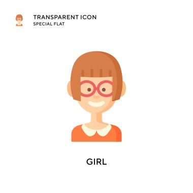 Kız vektör simgesi. Düz çizim. EPS 10 vektörü.