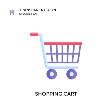Alışveriş arabası vektör ikonu. Düz çizim. EPS 10 vektörü.