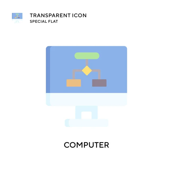 Ícone Vetorial Computador Ilustração Estilo Plano Vetor Eps —  Vetores de Stock