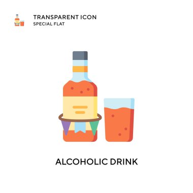 Alkolik içecek vektör ikonu. Düz çizim. EPS 10 vektörü.