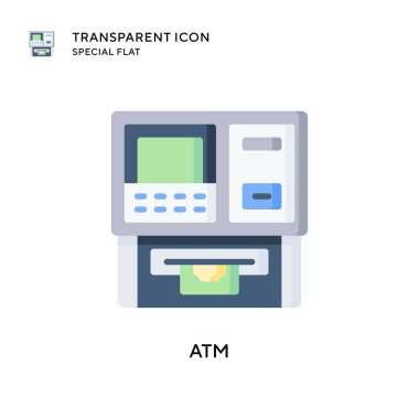 ATM vektör simgesi. Düz çizim. EPS 10 vektörü.