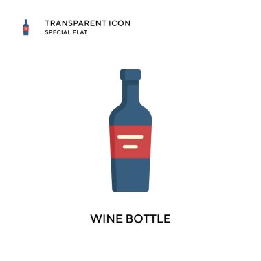Şarap şişesi vektör simgesi. Düz çizim. EPS 10 vektörü.