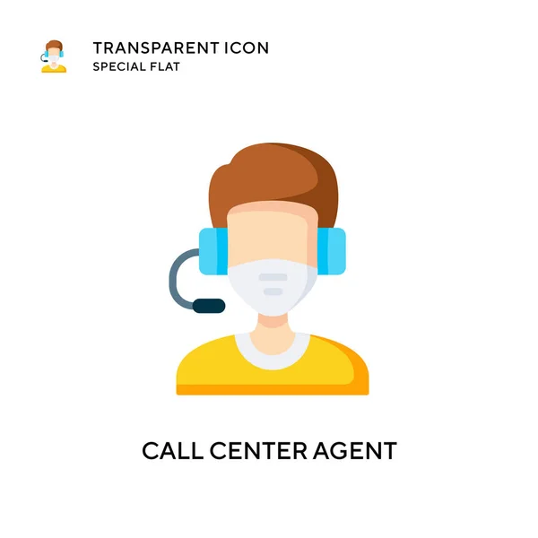 Ícone Vetor Agente Call Center Ilustração Estilo Plano Vetor Eps — Vetor de Stock