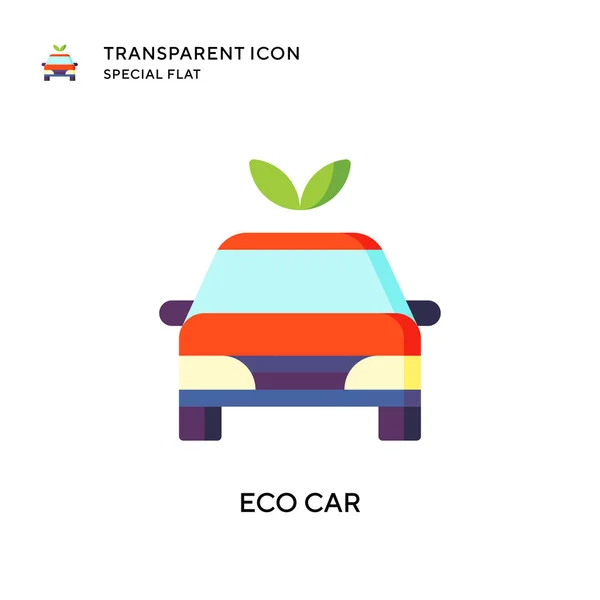 Eco Coche Icono Vector Ilustración Estilo Plano Eps Vector — Vector de stock