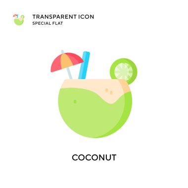 Hindistan cevizi vektör simgesi. Düz çizim. EPS 10 vektörü.