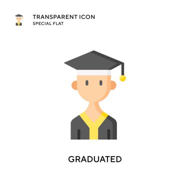 Mezuniyet vektör simgesi. Düz çizim. EPS 10 vektörü.