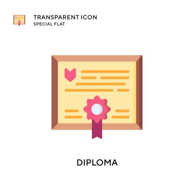 Diploma vektör simgesi. Düz çizim. EPS 10 vektörü.