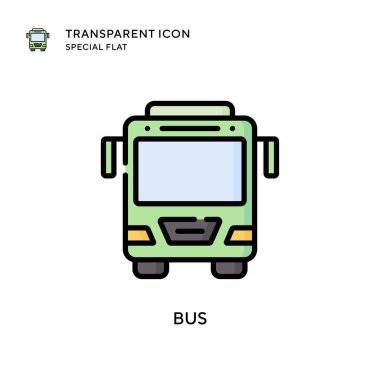 Otobüs vektör simgesi. Düz çizim. EPS 10 vektörü.