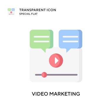 Video pazarlama vektör simgesi. Düz çizim. EPS 10 vektörü.