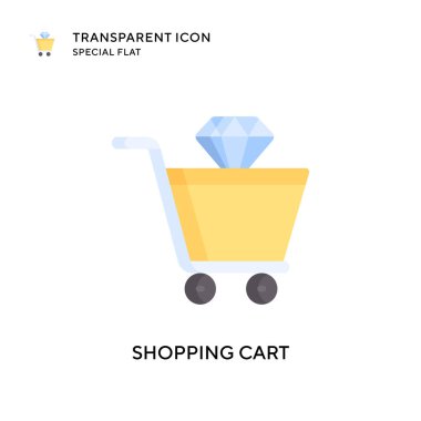 Alışveriş arabası vektör ikonu. Düz çizim. EPS 10 vektörü.