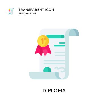 Diploma vektör simgesi. Düz çizim. EPS 10 vektörü.