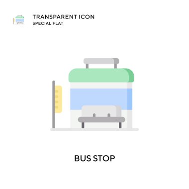 Otobüs durağı vektör simgesi. Düz çizim. EPS 10 vektörü.