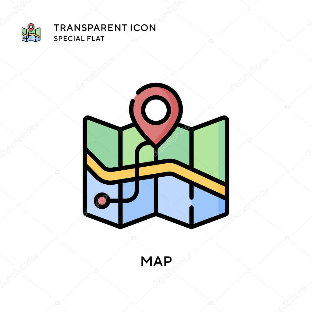 Map vector icon. Flat style illustration. EPS 10 vector.