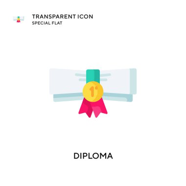 Diploma vektör simgesi. Düz çizim. EPS 10 vektörü.