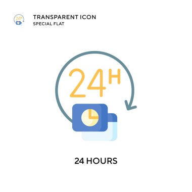 24 saat vektör simgesi. Düz çizim. EPS 10 vektörü.