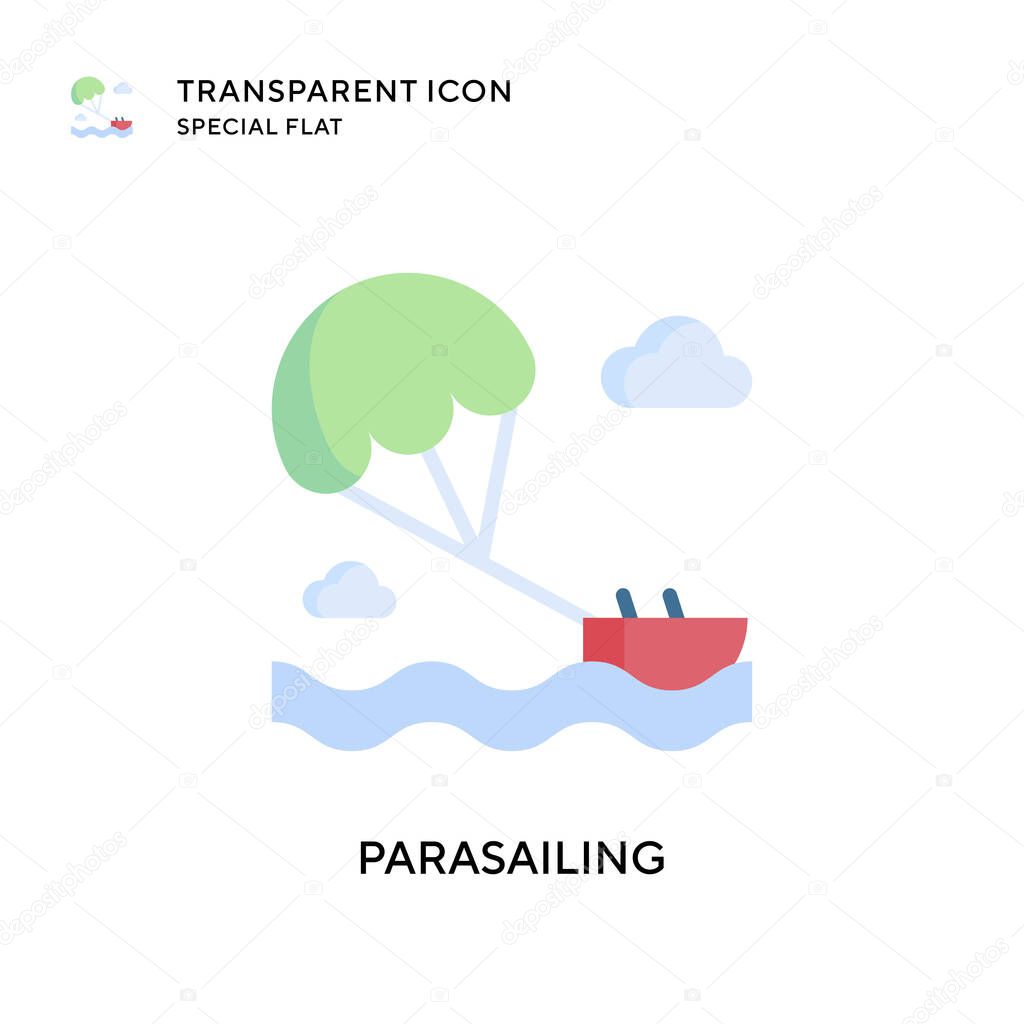 Parasailing vector icon. Flat style illustration. EPS 10 vector.