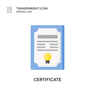 Sertifika vektör simgesi. Düz çizim. EPS 10 vektörü.