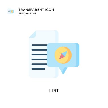 Vektör simgesini listele. Düz çizim. EPS 10 vektörü.