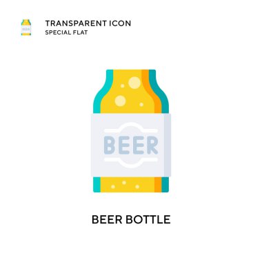 Bira şişesi vektör simgesi. Düz çizim. EPS 10 vektörü.