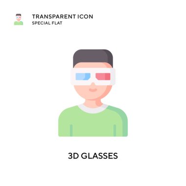 3D gözlük vektör simgesi. Düz çizim. EPS 10 vektörü.