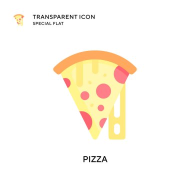 Pizza vektör simgesi. Düz çizim. EPS 10 vektörü.