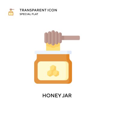 Bal kavanozu vektör simgesi. Düz çizim. EPS 10 vektörü.