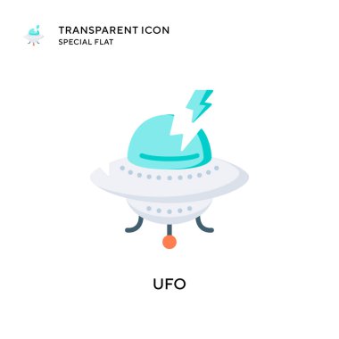 Ufo vektör simgesi. Düz çizim. EPS 10 vektörü.