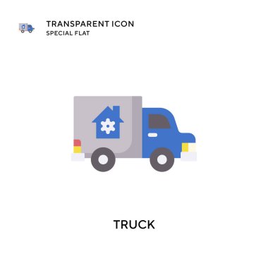 Kamyon vektör simgesi. Düz çizim. EPS 10 vektörü.