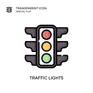 Trafik ışıkları vektör simgesi. Düz çizim. EPS 10 vektörü.