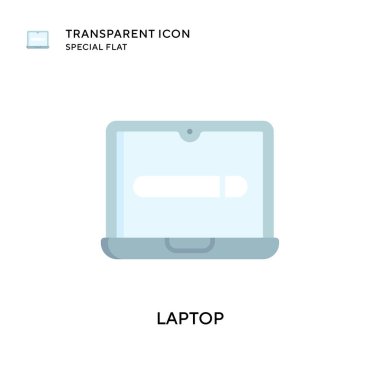 Laptop vektör simgesi. Düz çizim. EPS 10 vektörü.