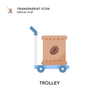Trolley vektör simgesi. Düz çizim. EPS 10 vektörü.