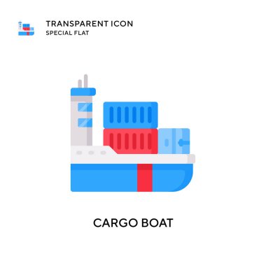 Kargo teknesi vektör simgesi. Düz çizim. EPS 10 vektörü.