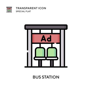 Otobüs durağı vektör simgesi. Düz çizim. EPS 10 vektörü.