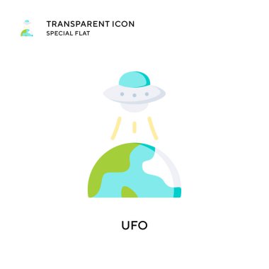 Ufo vektör simgesi. Düz çizim. EPS 10 vektörü.