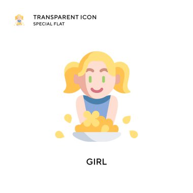 Kız vektör simgesi. Düz çizim. EPS 10 vektörü.