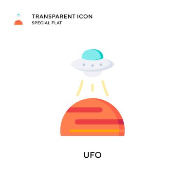 Ufo vektör simgesi. Düz çizim. EPS 10 vektörü.