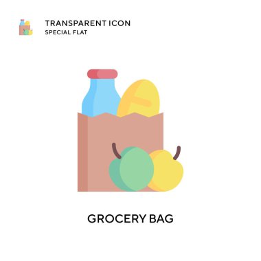 Market poşeti vektör simgesi. Düz çizim. EPS 10 vektörü.