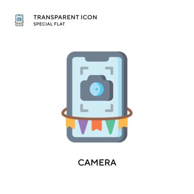 Kamera vektör simgesi. Düz çizim. EPS 10 vektörü.