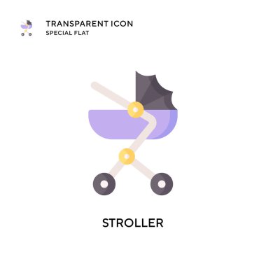 Stroller vektör simgesi. Düz çizim. EPS 10 vektörü.
