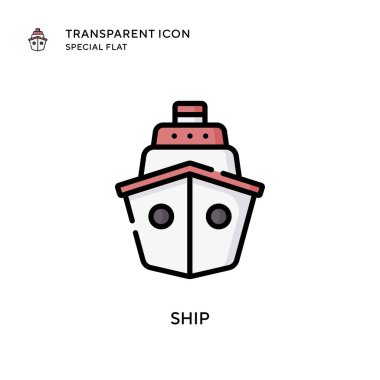 Gemi vektör simgesi. Düz çizim. EPS 10 vektörü.