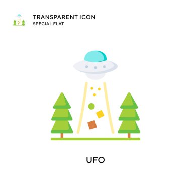 Ufo vektör simgesi. Düz çizim. EPS 10 vektörü.